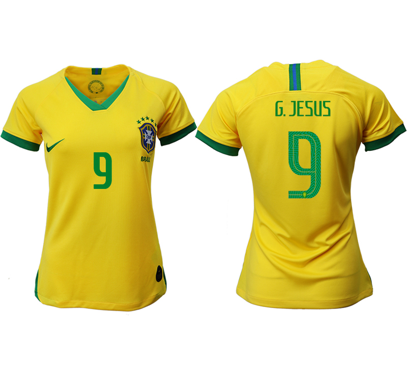 2019-20-Brazil-9-G.-JESUS-Home-Women-Soccer-Jersey