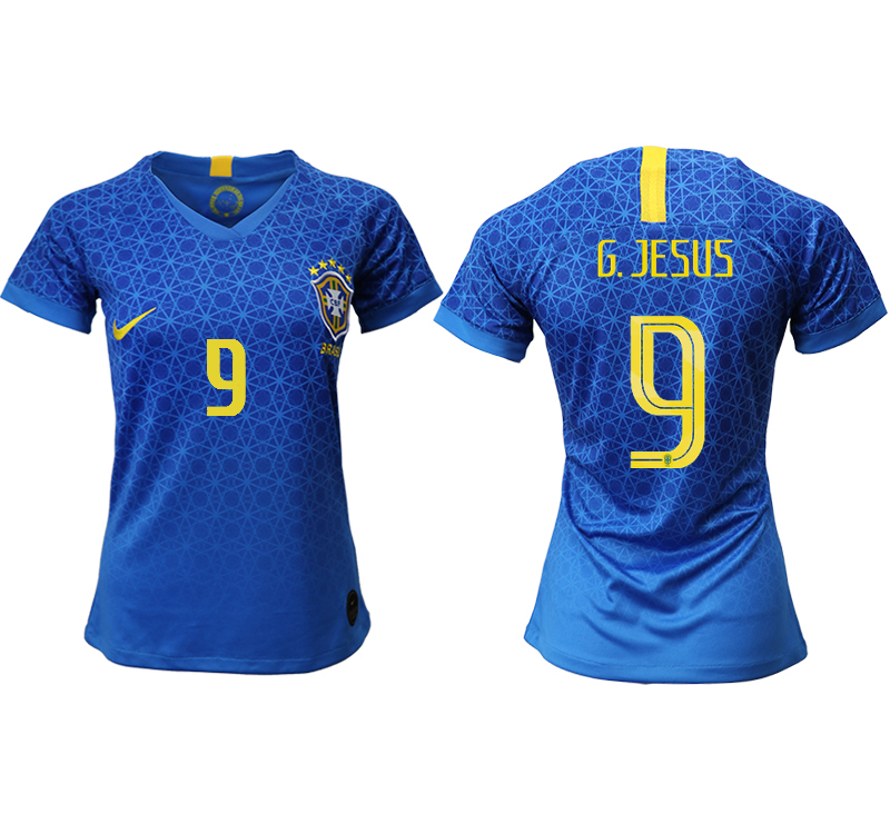 2019-20-Brazil-9-G.JESUS-Away-Women-Soccer-Jersey