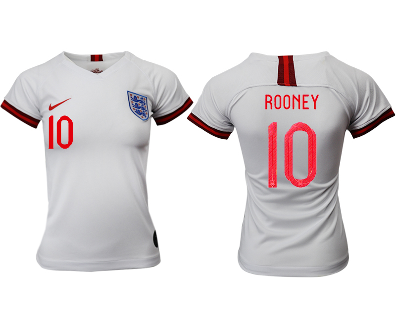 2019-20-England-10-ROONEY-Home-Women-Soccer-Jersey