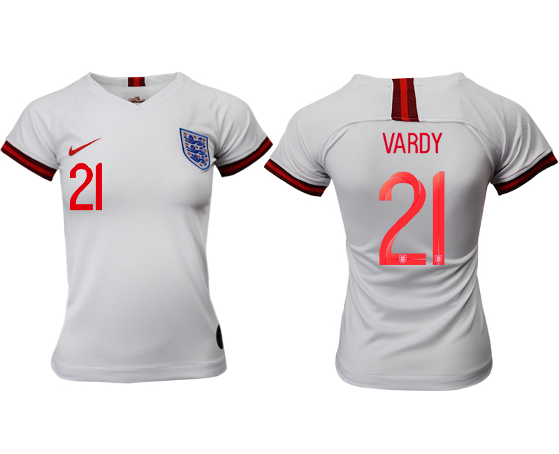 2019-20-England-21-VARDY-Home-Women-Soccer-Jersey