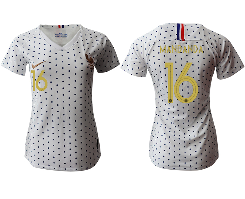 2019-20-France-16-MANDANDA-Away-Women-Soccer-Jersey
