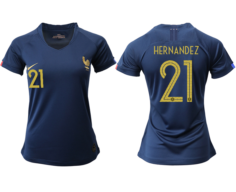 2019-20-France-21-HERNANDEZ-Homen-Women-Soccer-Jersey