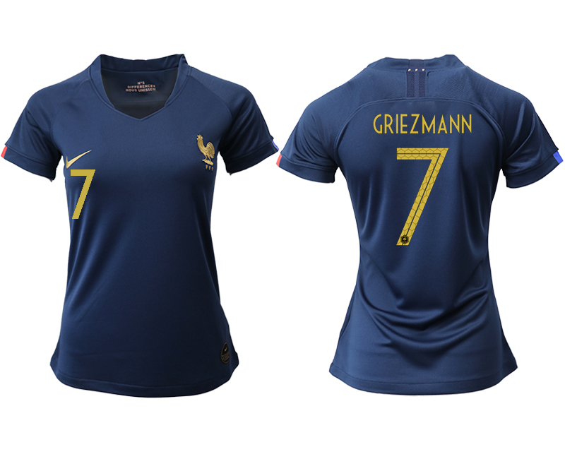 2019-20-France-7-GRIEZMANN-Homen-Women-Soccer-Jersey
