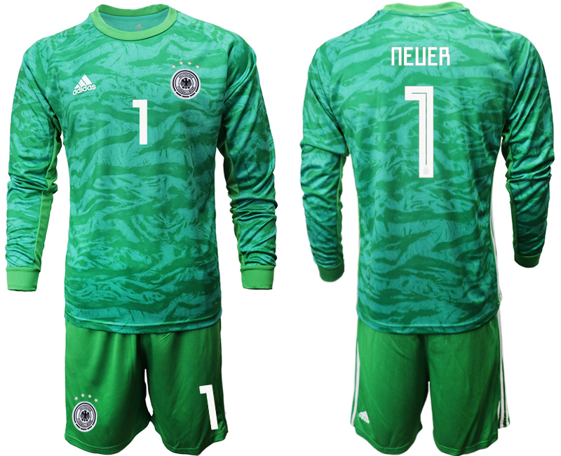 2019-20-Germany-1-NEUER-Green-Long-Sleeve-Goalkeeper-Soccer-Jersey