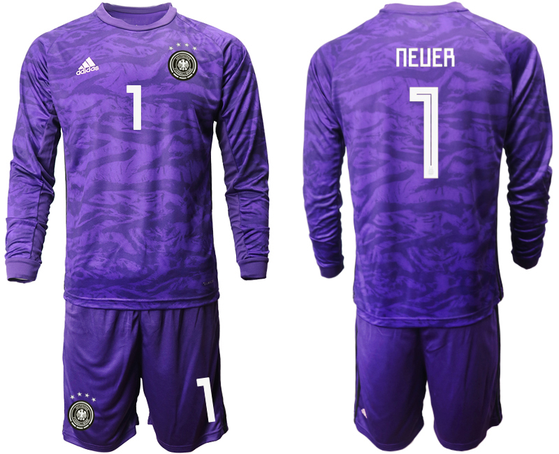 2019-20-Germany-1-NEUER-Purple-Green-Long-Sleeve-Goalkeeper-Soccer-Jersey