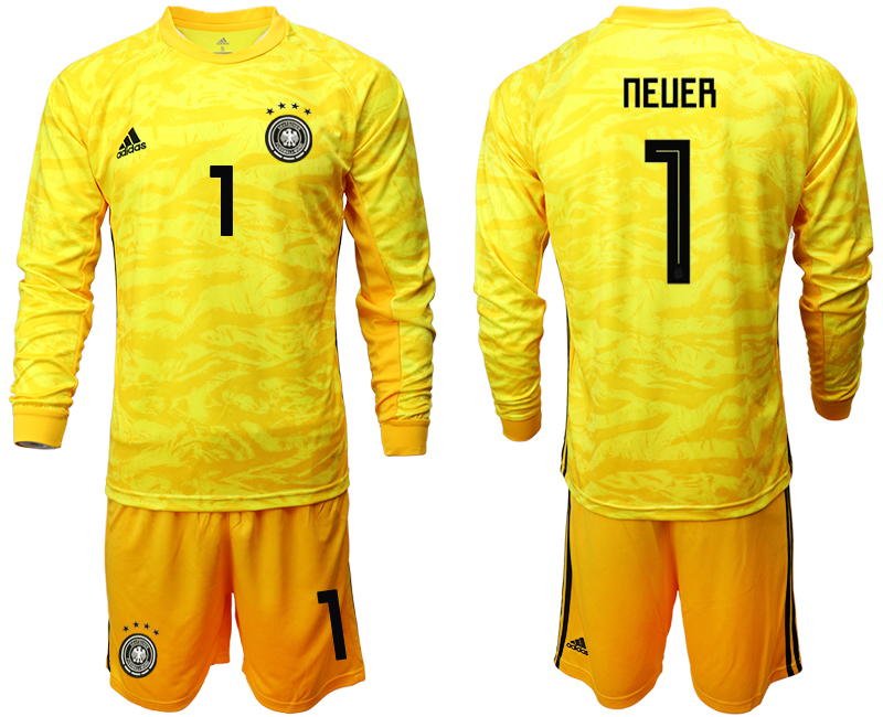 2019-20-Germany-1-NEUER-Yellow-Long-Sleeve-Goalkeeper-Soccer-Jersey