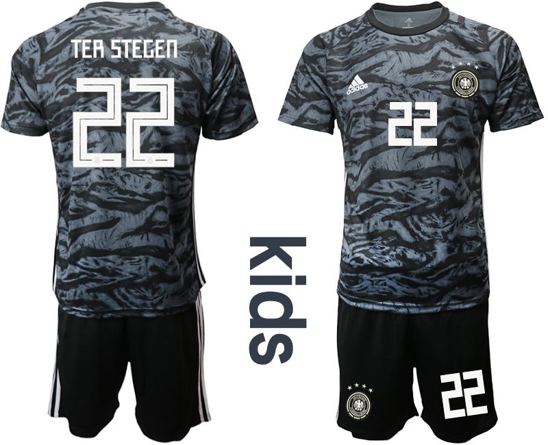 2019-20-Germany-22-TER-STEGEN-Black-Goalkeeper-Youth-Soccer-Jersey