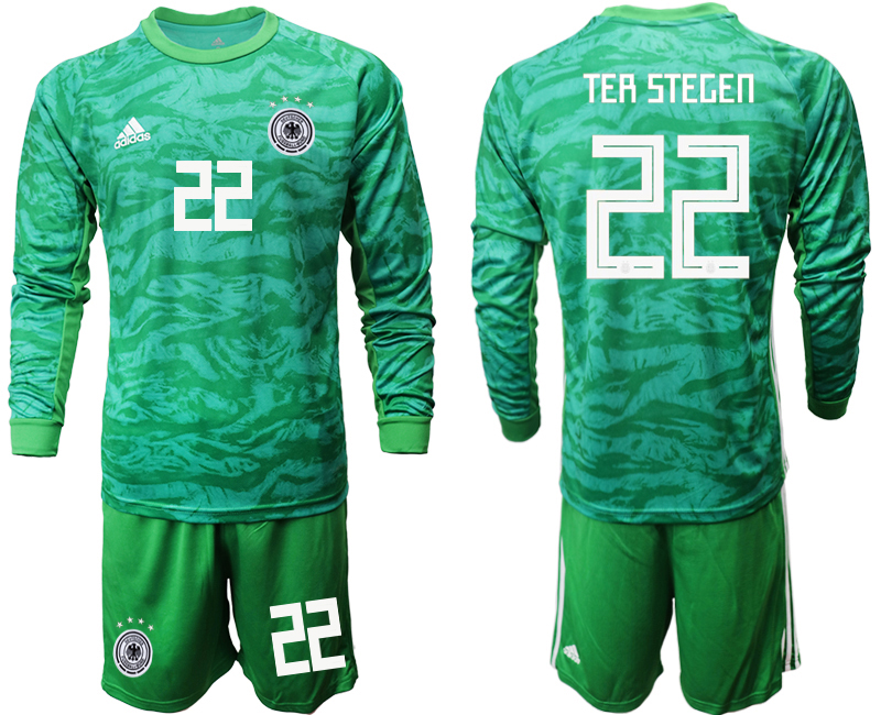 2019-20-Germany-22-TER-STEGEN-Green-Long-Sleeve-Goalkeeper-Soccer-Jersey
