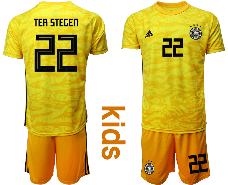 2019-20-Germany-22-TER-STEGEN-Yellow-Goalkeeper-Youth-Soccer-Jersey