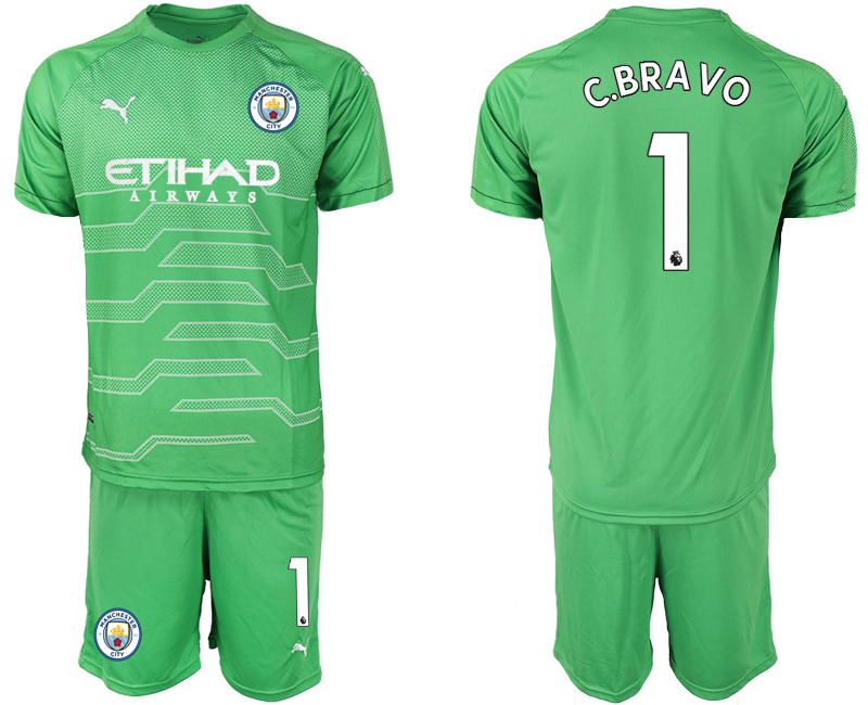 2019-20 Manchester 1 C.BRAVO Green Goalkeepe Soccer Jersey