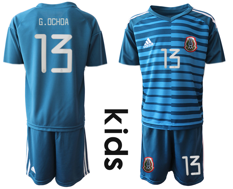 2019-20-Mexico-13-G.OCHOA-Blue-Youth-Goalkeeper-Soccer-Jersey