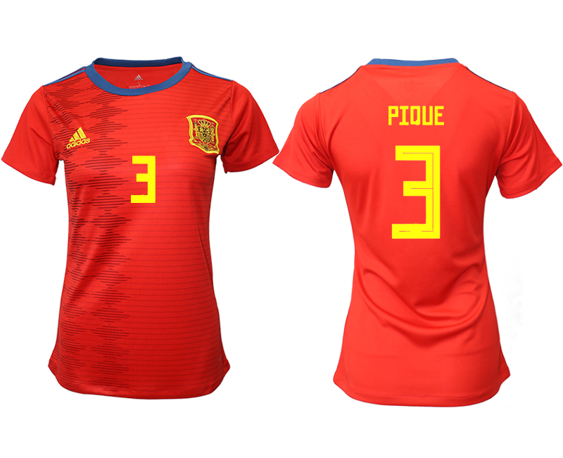 2019-20-Spain-3-PIQUE-Home-Women-Soccer-Jersey