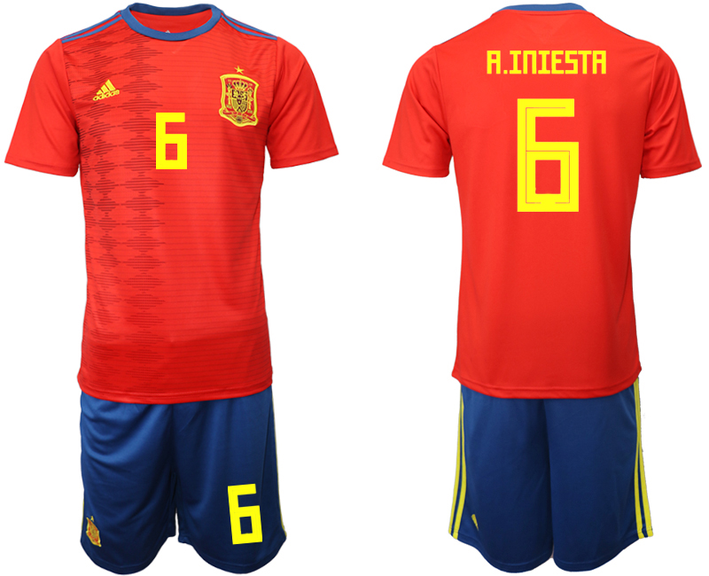 2019-20-Spain-6-A.-INIESTA-Home-Soccer-Jersey