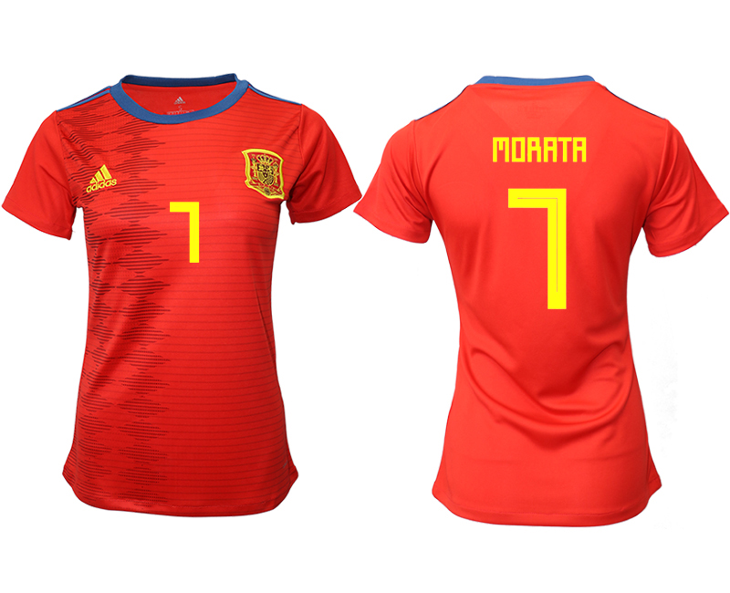 2019-20-Spain-7-MORATA-Home-Women-Soccer-Jersey