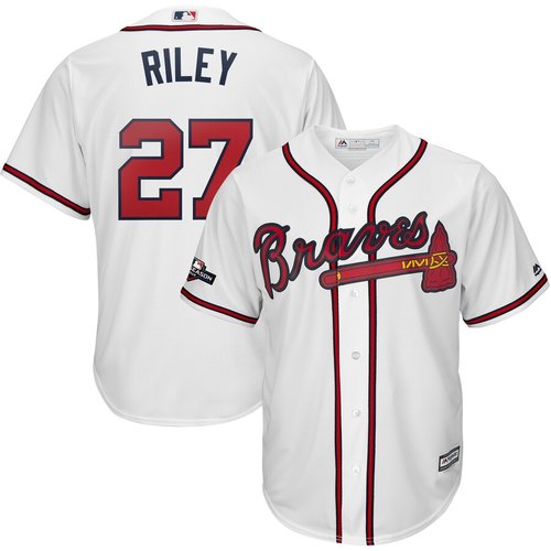 Atlanta Braves #27 Austin Riley Majestic 2019 Postseason Official Cool Base Player White Jersey