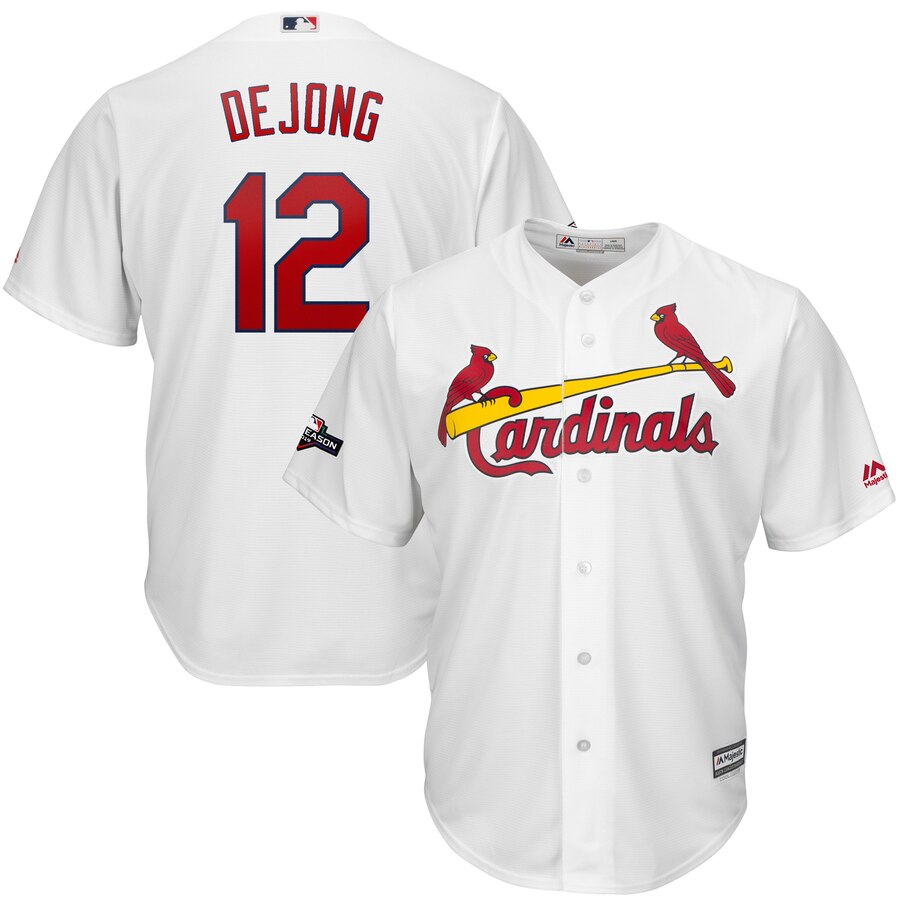 St. Louis Cardinals #12 Paul DeJong Majestic 2019 Postseason Official Cool Base Player White Jersey