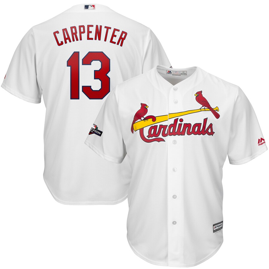St. Louis Cardinals #13 Matt Carpenter Majestic 2019 Postseason Official Cool Base Player White Jersey
