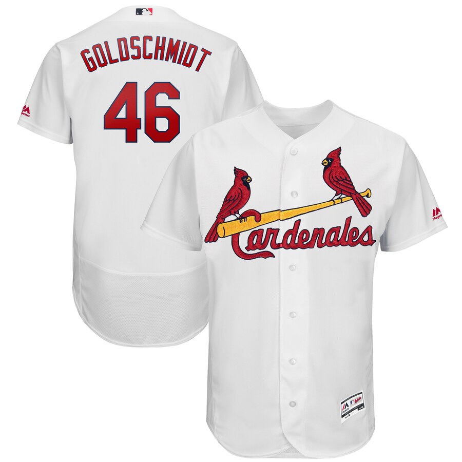 St. Louis Cardinals #46 Paul Goldschmidt Majestic 2019 Hispanic Heritage Flex Base Authentic Player White Jersey