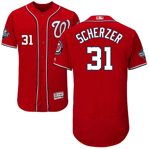 Men's Washington Nationals #31 Max Scherzer Red 2019 World Series Bound Flexbase Authentic Collection Stitched MLB Jersey