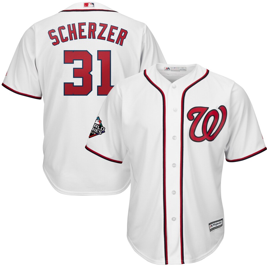 Men's Washington Nationals #31 Max Scherzer White 2019 World Series Bound Cool Base Stitched MLB Jersey