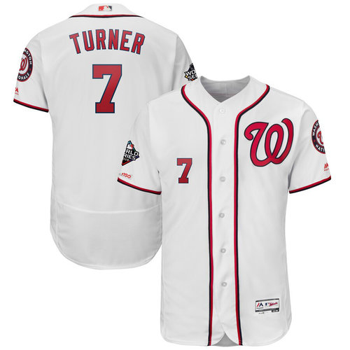 Men's Washington Nationals #7 Trea Turner White 2019 World Series Bound Flexbase Authentic Collection Stitched MLB Jersey