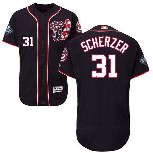 Men's Washington Nationals #31 Max Scherzer Navy 2019 World Series Bound Flexbase Authentic Collection Stitched MLB Jersey