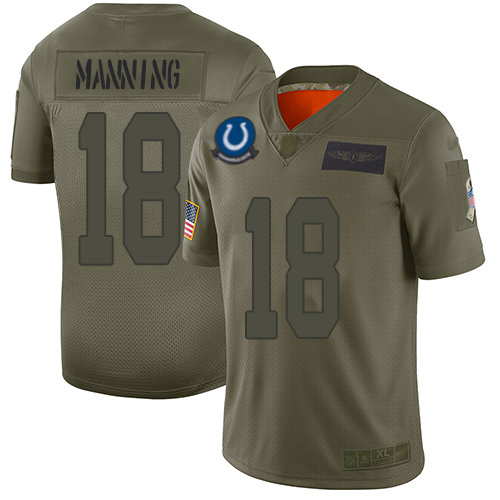Nike Colts #18 Peyton Manning Camo Men's Stitched NFL Limited 2019 Salute To Service Jersey