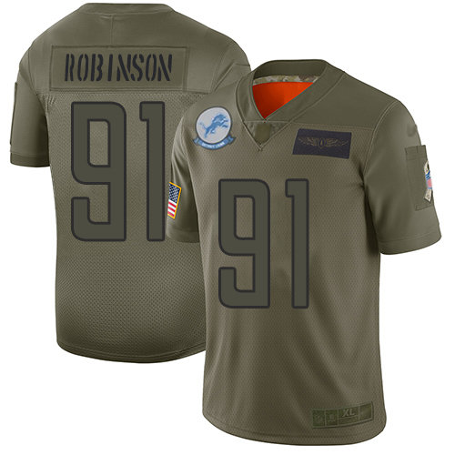 Nike Lions #91 A'Shawn Robinson Camo Men's Stitched NFL Limited 2019 Salute To Service Jersey