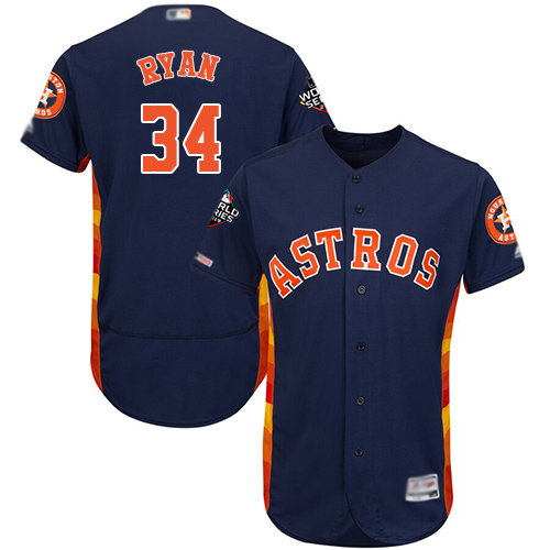 Astros #34 Nolan Ryan Navy Blue Flexbase Authentic Collection 2019 World Series Bound Stitched Baseball Jersey