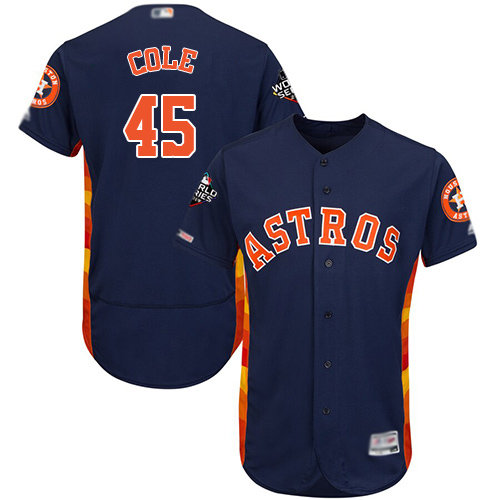 Astros #45 Gerrit Cole Navy Blue Flexbase Authentic Collection 2019 World Series Bound Stitched Baseball Jersey