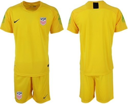 USA Blank Yellow Goalkeeper Soccer Country Jersey