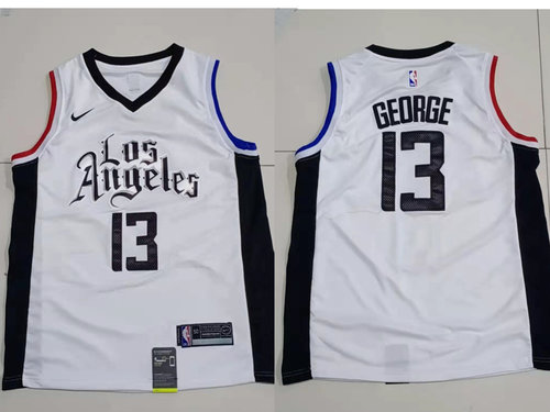 Men's Los Angeles Clippers 13 Paul George White City Edition Nike Swingman Jersey