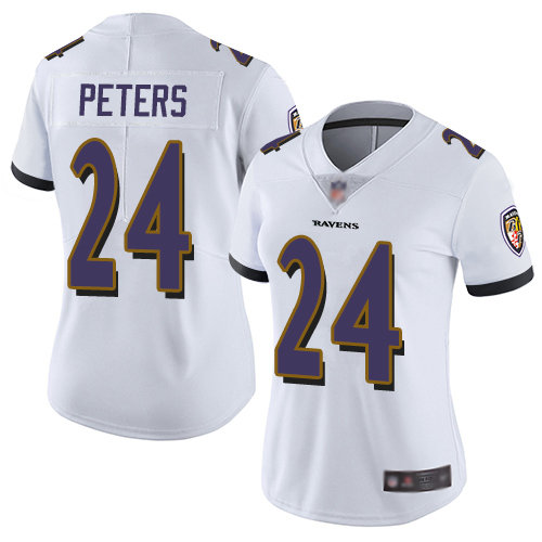 Ravens #24 Marcus Peters White Women's Stitched Football Vapor Untouchable Limited Jersey