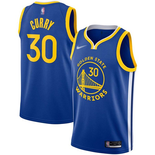 Warriors #30 Stephen Curry Blue Basketball Swingman Icon Edition 2019-2020 Jersey