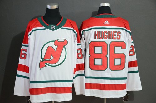 Men's New Jersey Devils 86 Jack Hughes White Adidas Jersey