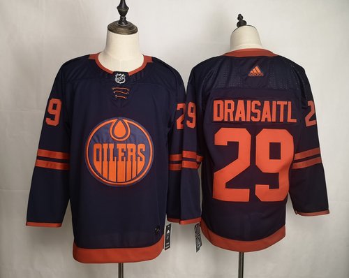 Men's Edmonton Oilers 29 Leon Draisaitl Navy 50th anniversary Adidas Jersey