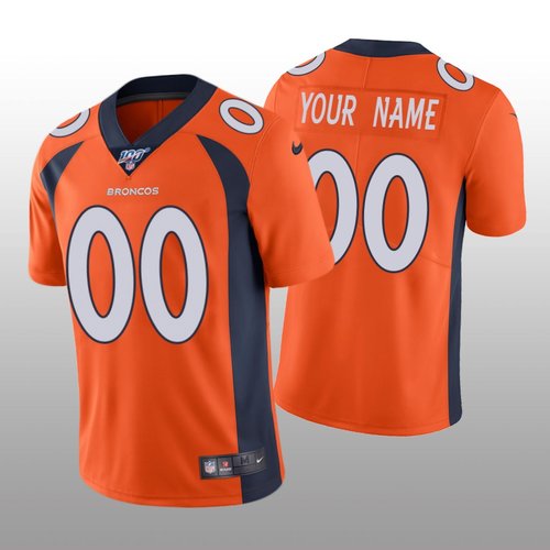 Men's Denver Broncos Custom Orange Vapor Limited 100th Season Jersey