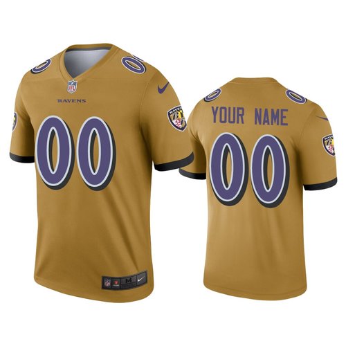 Men's Custom Baltimore Ravens Gold Inverted Legend Jersey