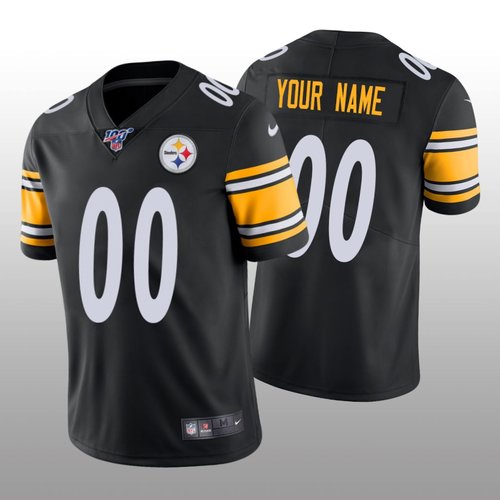 Men's Pittsburgh Steelers Custom Black Vapor Limited 100th Season Jersey