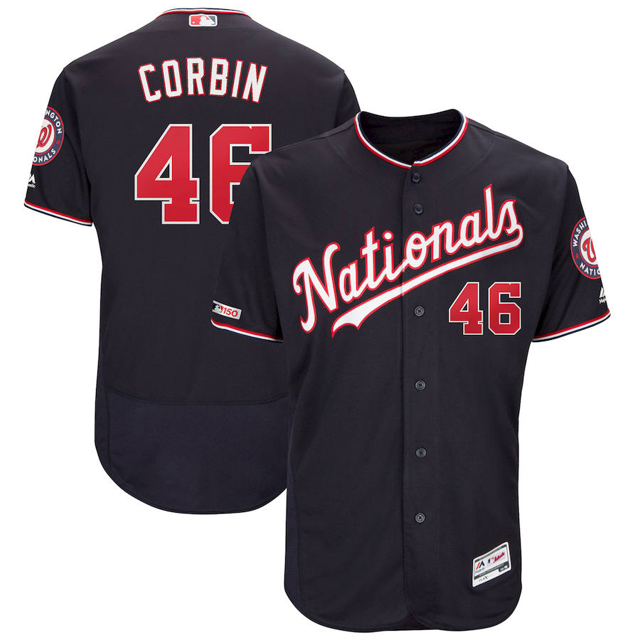 Washington Nationals #46 Patrick Corbin Majestic Alternate Authentic Collection Flex Base Player Navy Jersey