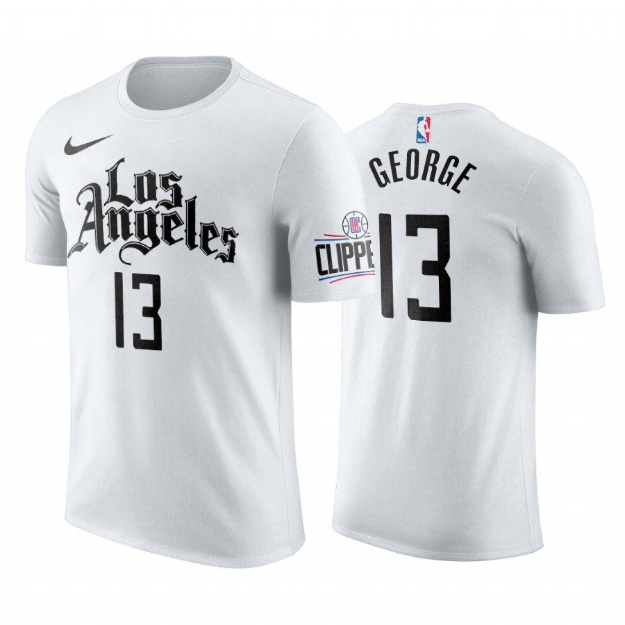 Nike Clippers #13 Paul George 2019-20 Men's White Los Angeles City Edition NBA T-Shirt