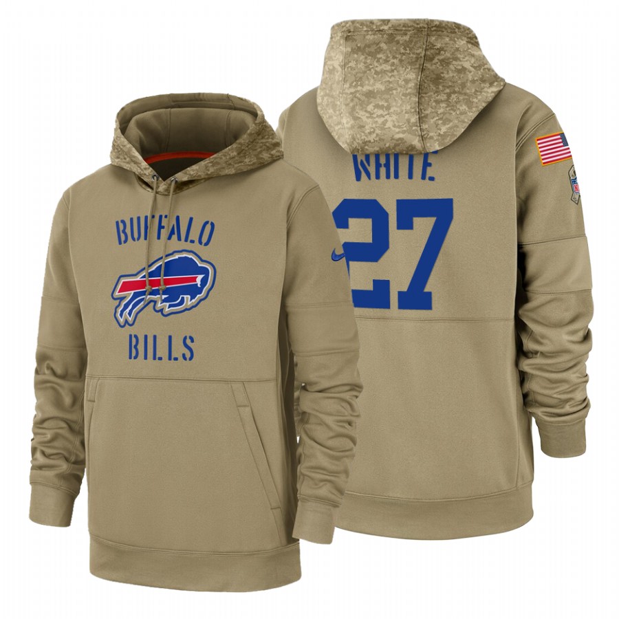 Buffalo Bills #27 Tre-Davious White Nike Tan 2019 Salute To Service Name & Number Sideline Therma Pullover Hoodie