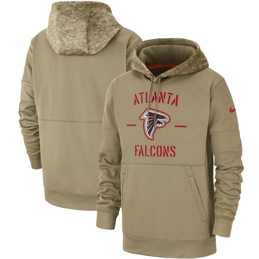 Men's Atlanta Falcons Nike Tan 2019 Salute to Service Sideline Therma Pullover Hoodie