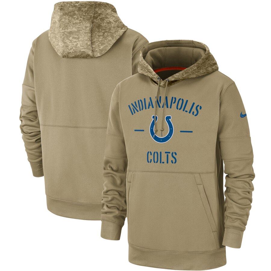 Men's Indianapolis Colts Nike Tan 2019 Salute to Service Sideline Therma Pullover Hoodie