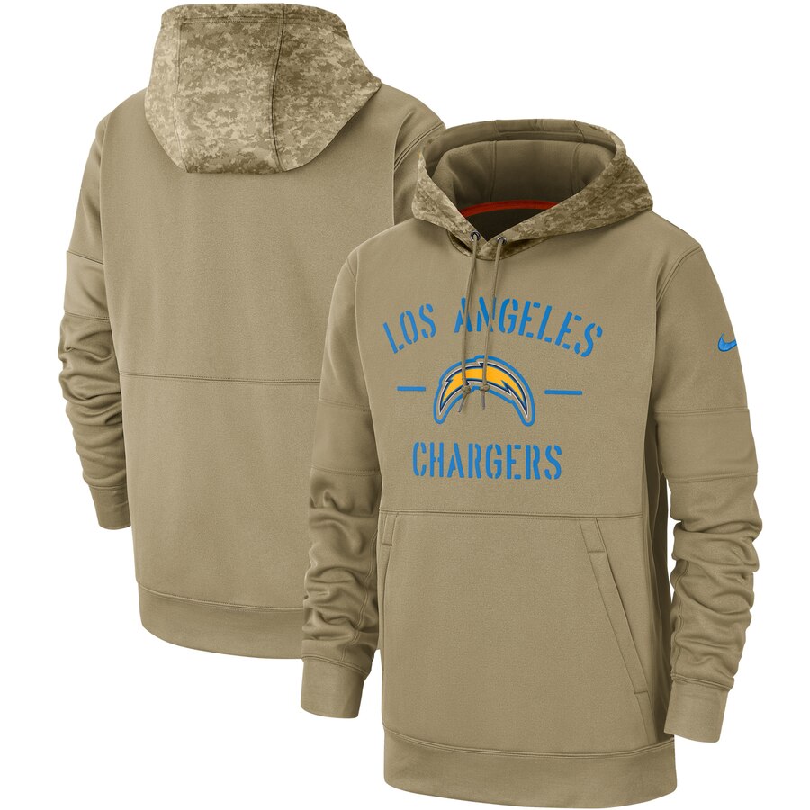 Men's Los Angeles Chargers Nike Tan 2019 Salute to Service Sideline Therma Pullover Hoodie