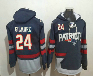 Men's New England Patriots #24 Stephon Gilmore 2016 Navy Blue Team Color Stitched NFL Hoodie