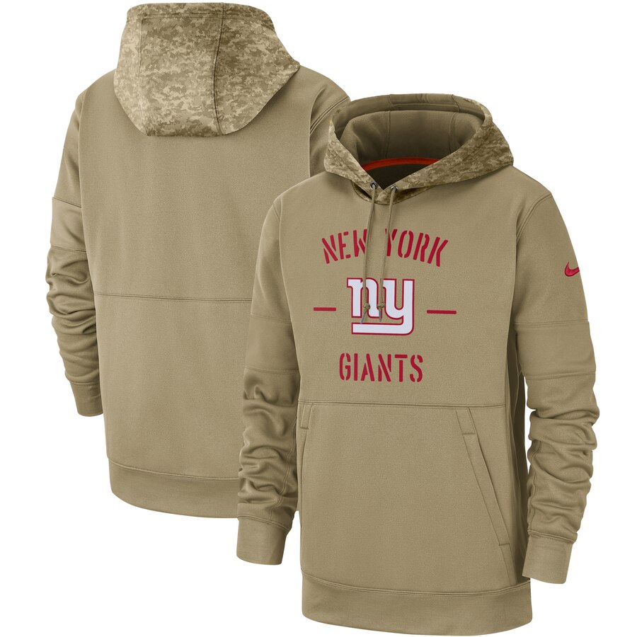 Men's New York Giants Nike Tan 2019 Salute to Service Sideline Therma Pullover Hoodie