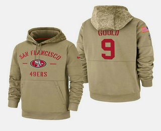 Men's San Francisco 49ers #9 Robbie Gould 2019 Salute to Service Sideline Therma Pullover Hoodie