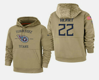 Men's Tennessee Titans #22 Derrick Henry 2019 Salute to Service Sideline Therma Pullover Hoodie