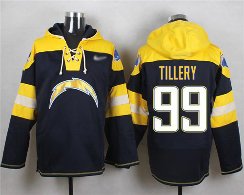 Nike Chargers #99 Jerry Tillery Navy Blue Player Pullover Hoodie